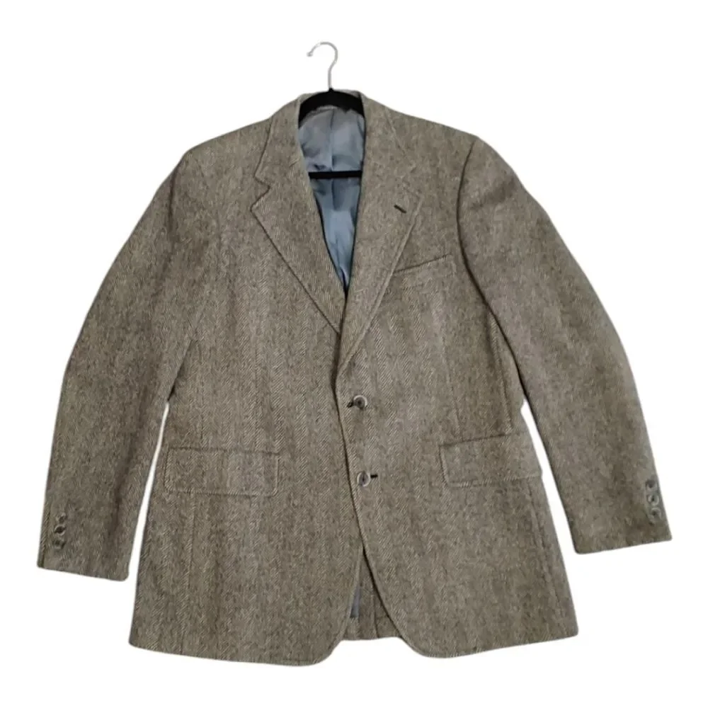 Hart Schaffner Marx Vintage Union Made 100% Wool Professor Tweed Blazer Size 42R